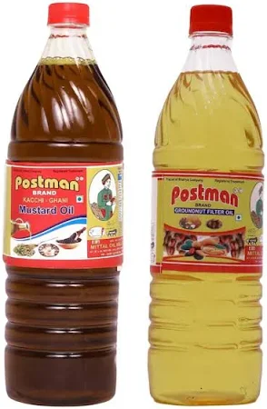 Postman Premium Mustard Oil 1L & Filtered Groundnut Oil 1L